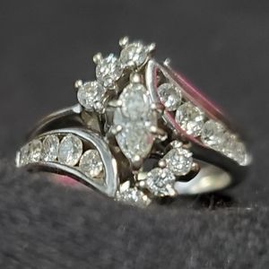 White Gold, Wedding Band and Engagement Ring Set